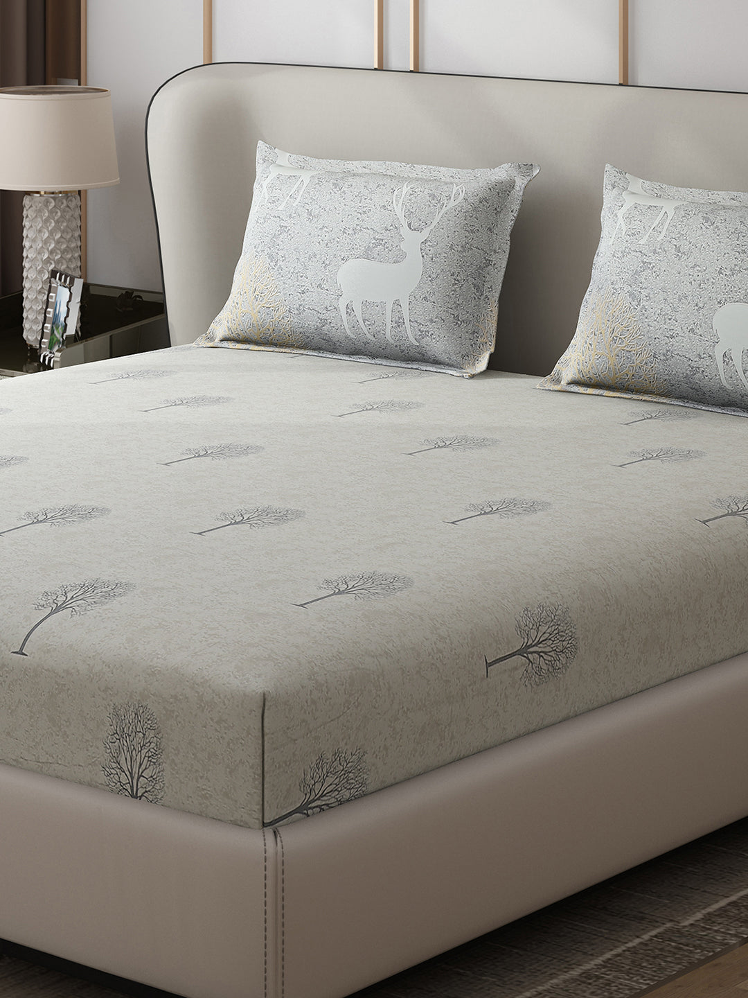 130 GSM Polyester Double Bed 1 Bedsheet with 2 Pillow Covers (Edmond)