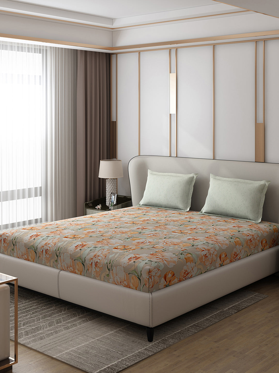 130 GSM Polyester Double Bed 1 Bedsheet with 2 Pillow Covers (Edmond)