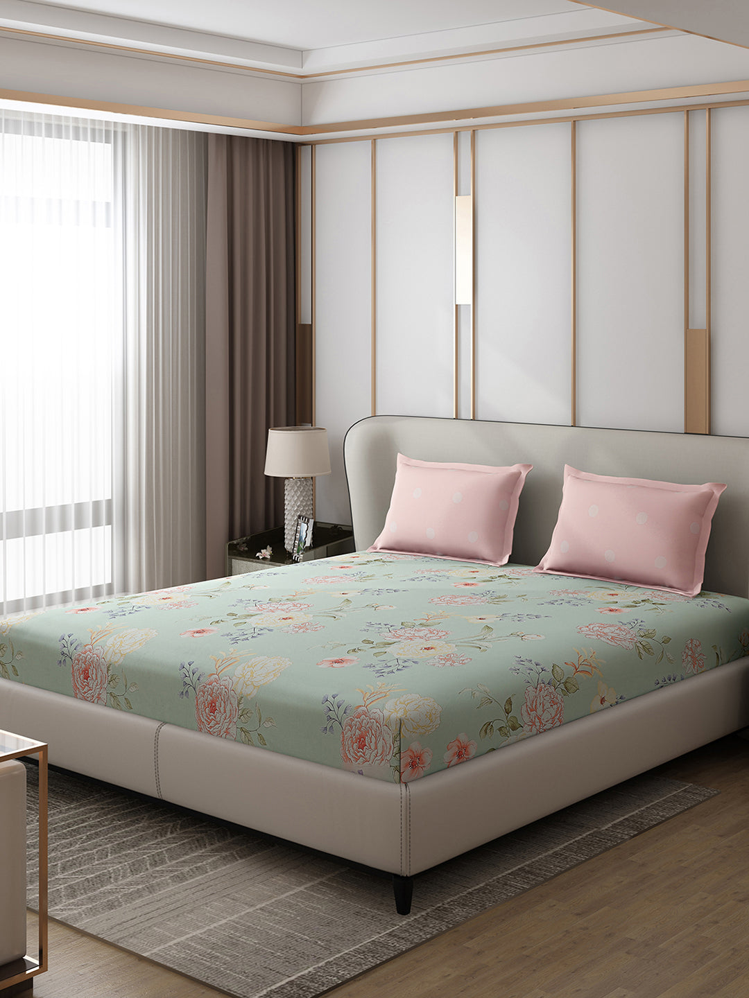 130 GSM Polyester Double Bed 1 Bedsheet with 2 Pillow Covers (Edmond)