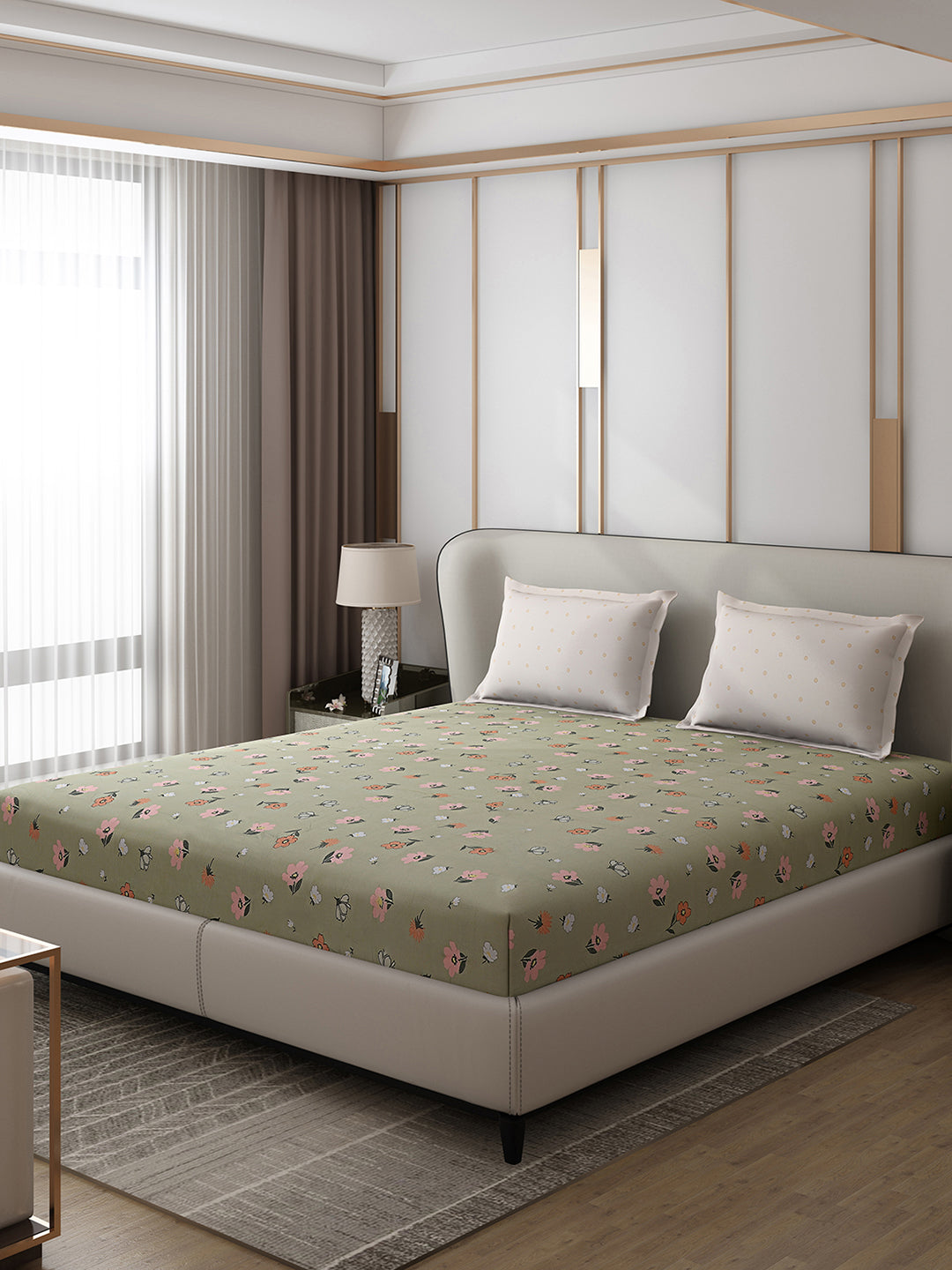 130 GSM Polyester Double Bed 1 Bedsheet with 2 Pillow Covers (Edmond)