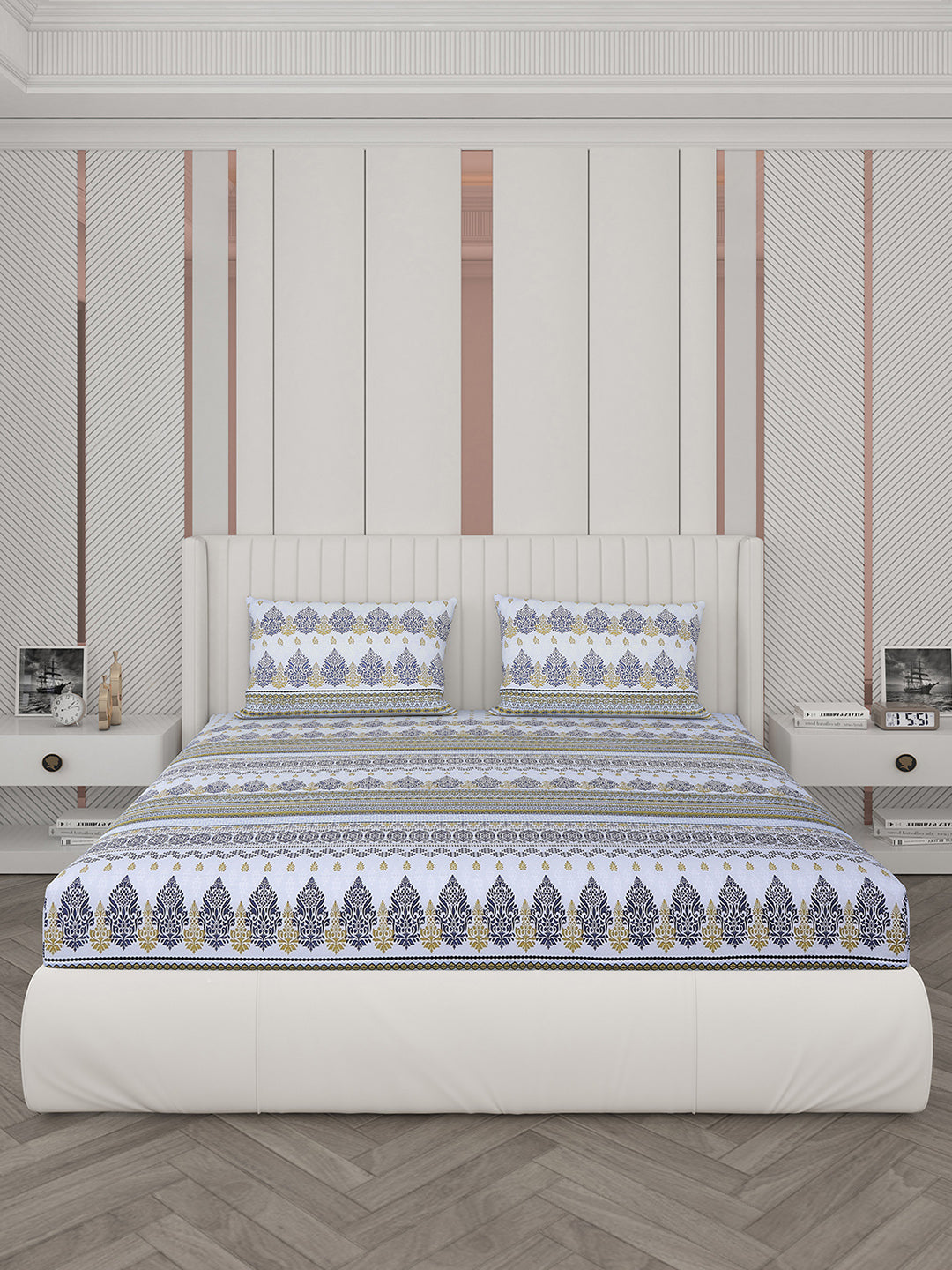 104 TC Cotton Double Bedsheet with 2 Pillow Covers - Updated - Updated