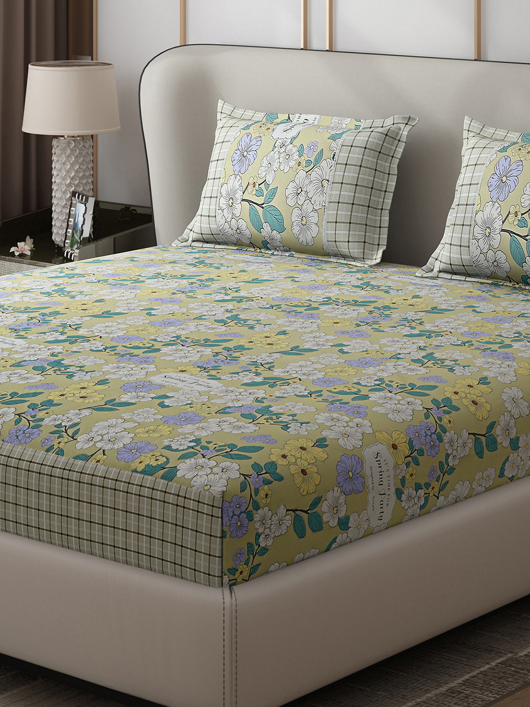 130 GSM Polyester Double Bed 1 Bedsheet with 2 Pillow Covers (Essence)