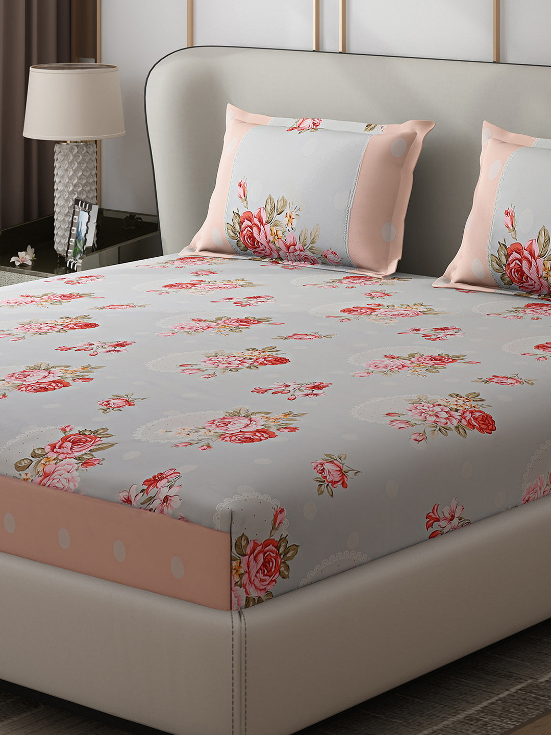 130 GSM Polyester Double Bed 1 Bedsheet with 2 Pillow Covers (Essence)