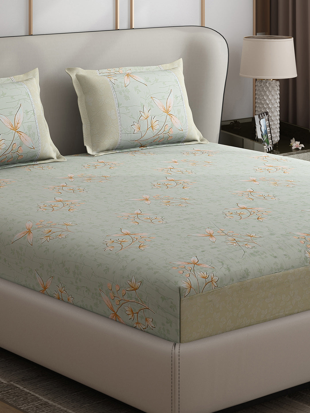 130 GSM Polyester Double Bed 1 Bedsheet with 2 Pillow Covers (Essence)