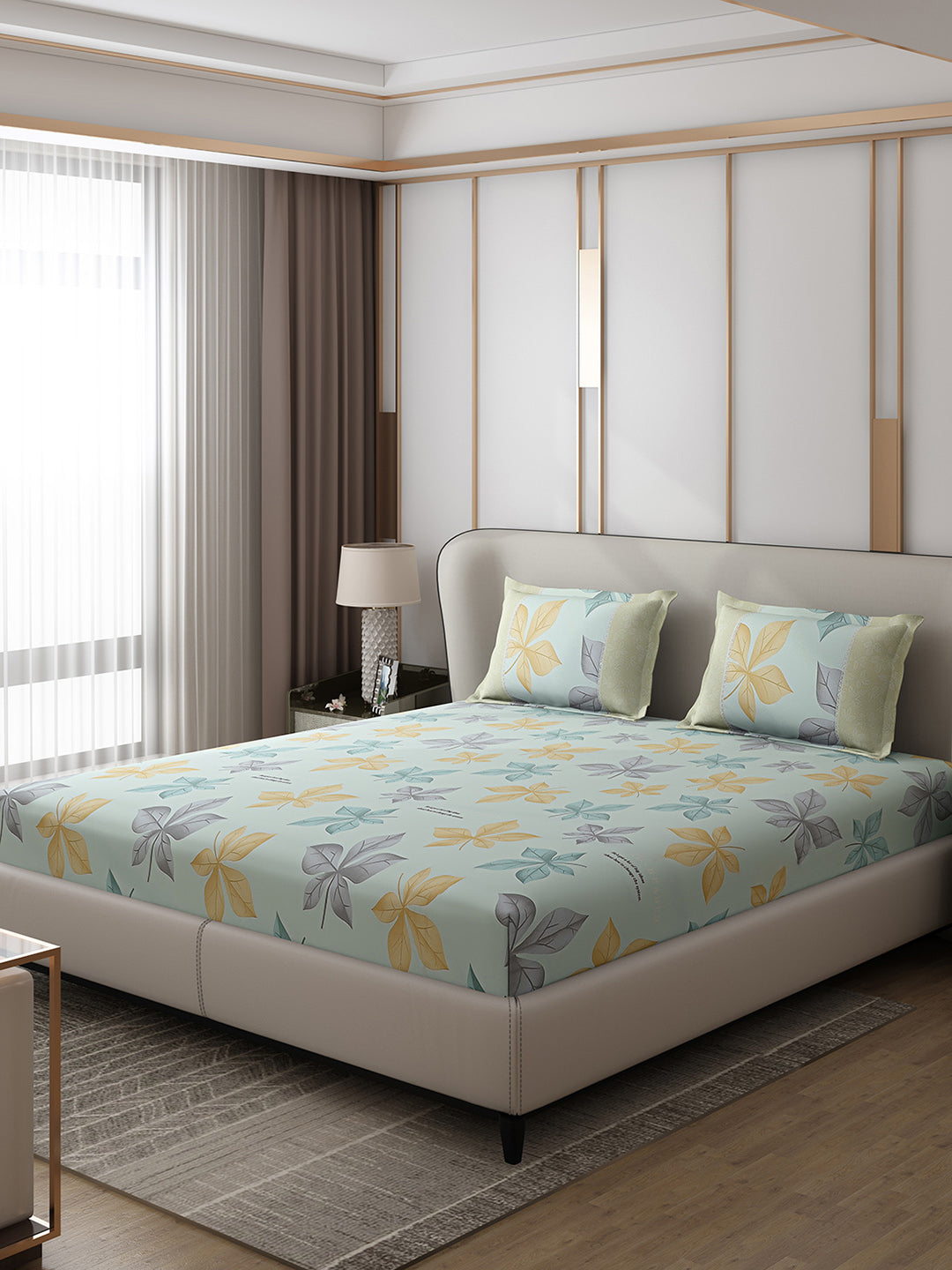 130 GSM Polyester Double Bed 1 Bedsheet with 2 Pillow Covers (Essence)