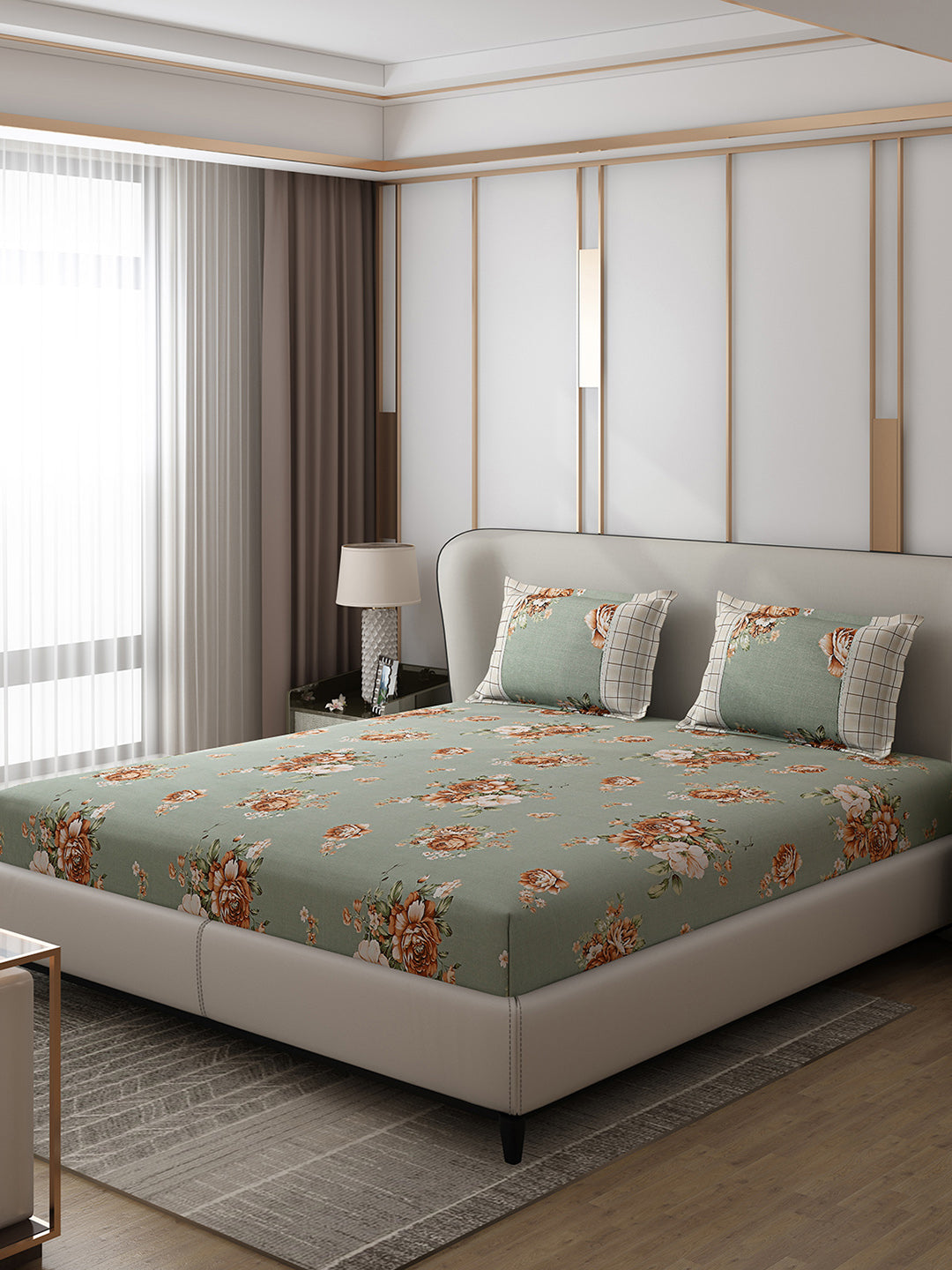130 GSM Polyester Double Bed 1 Bedsheet with 2 Pillow Covers (Essence)