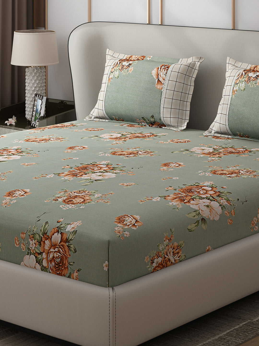 130 GSM Polyester Double Bed 1 Bedsheet with 2 Pillow Covers (Essence)