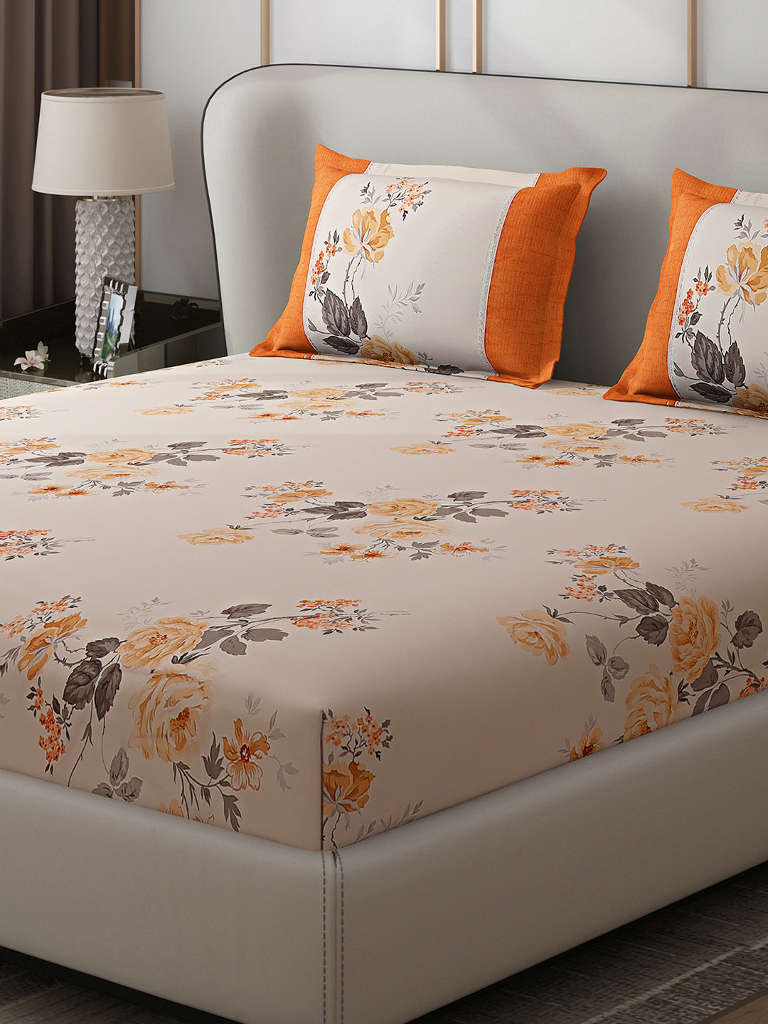 130 GSM Polyester Double Bed 1 Bedsheet with 2 Pillow Covers (Essence)