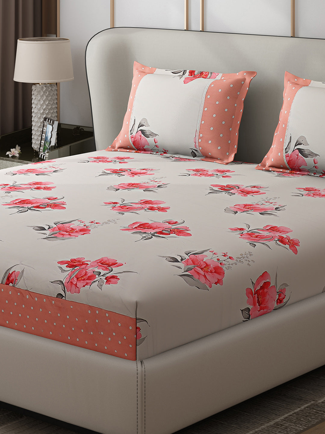 130 GSM Polyester Double Bed 1 Bedsheet with 2 Pillow Covers (Essence)