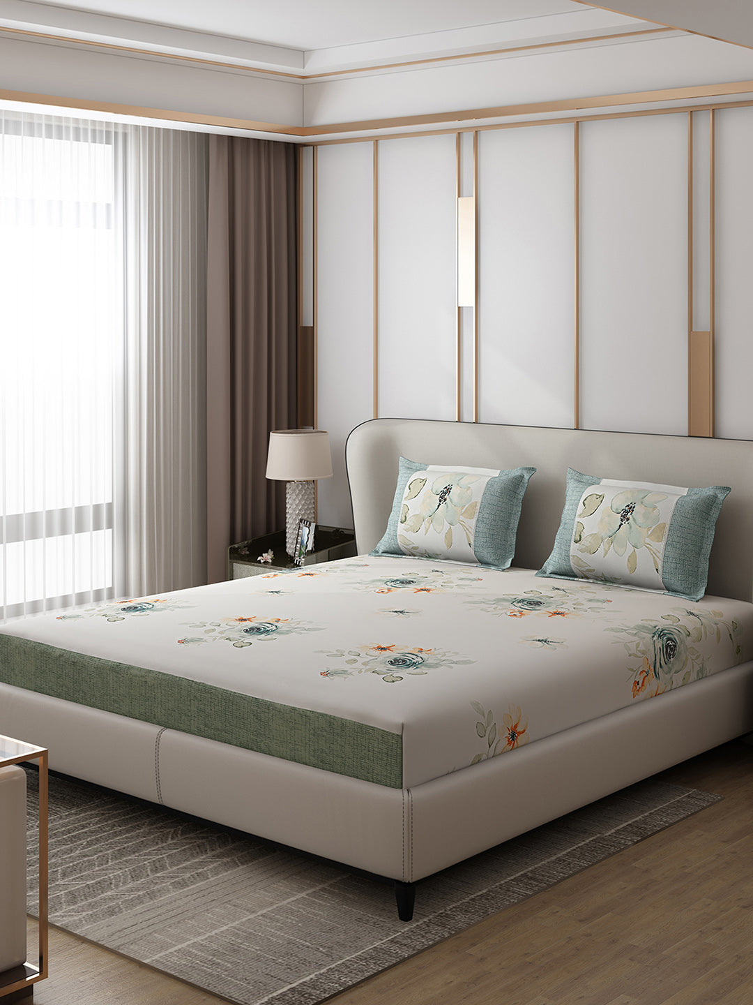 130 GSM Polyester Double Bed 1 Bedsheet with 2 Pillow Covers (Essence)