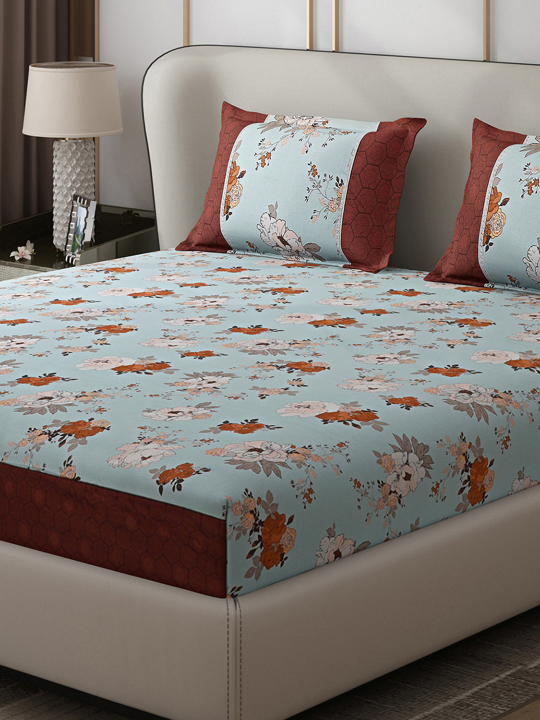 130 GSM Polyester Double Bed 1 Bedsheet with 2 Pillow Covers (Essence)