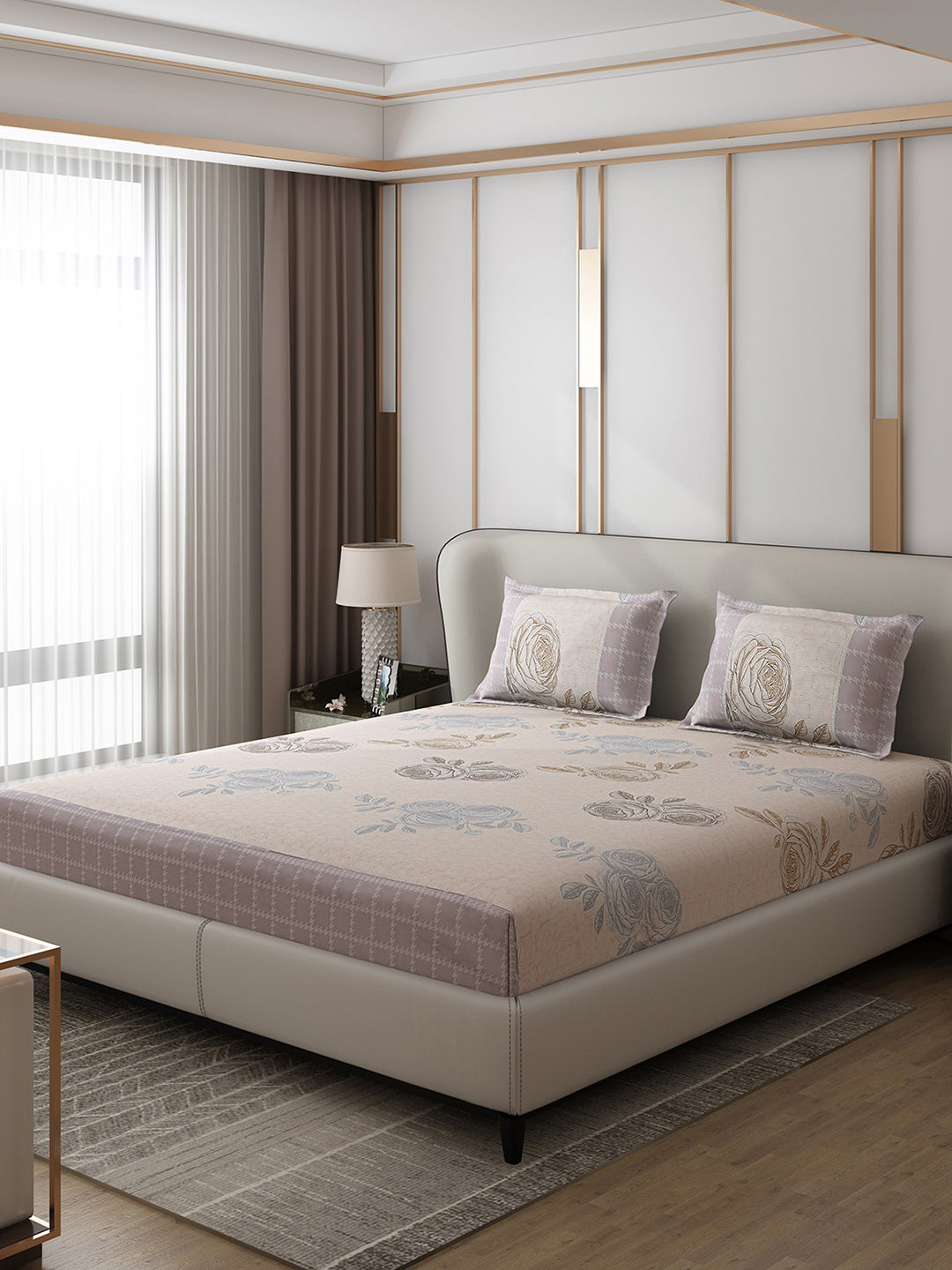 130 GSM Polyester Double Bed 1 Bedsheet with 2 Pillow Covers (Essence)