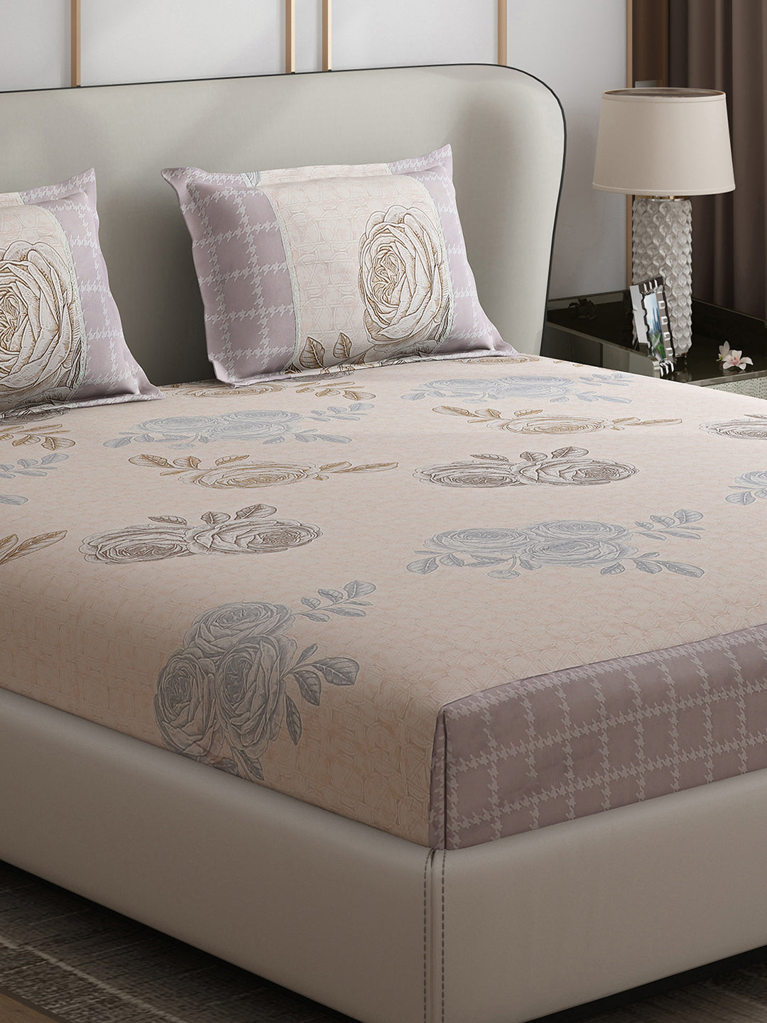 130 GSM Polyester Double Bed 1 Bedsheet with 2 Pillow Covers (Essence)