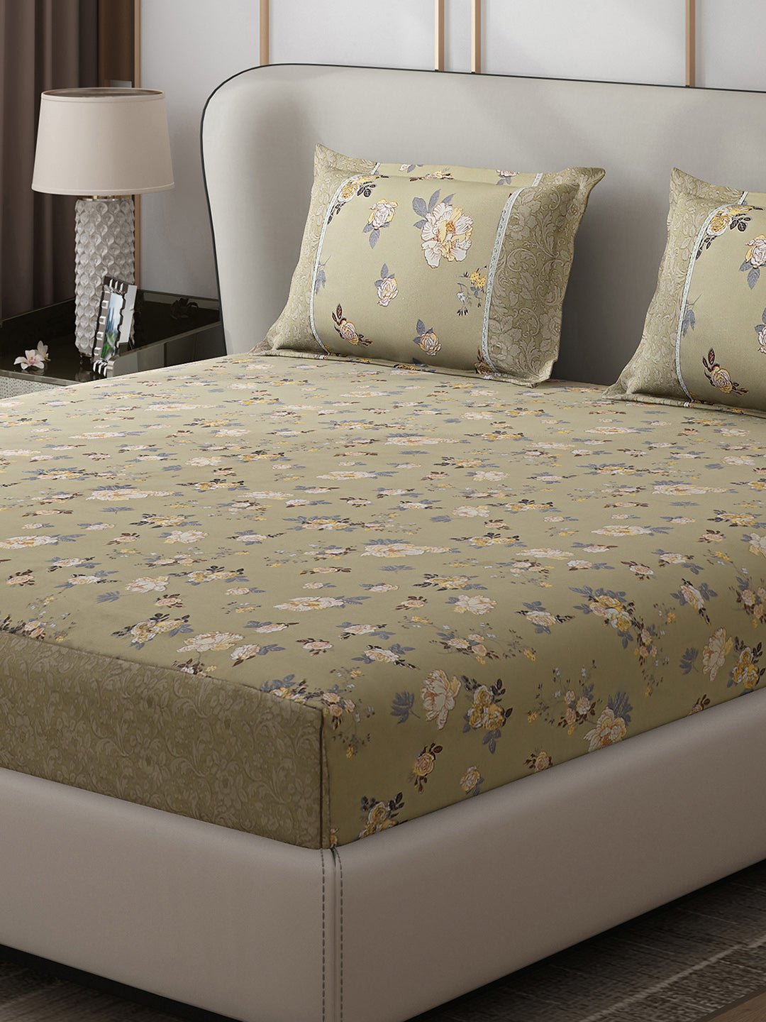 130 GSM Polyester Double Bed 1 Bedsheet with 2 Pillow Covers (Essence)