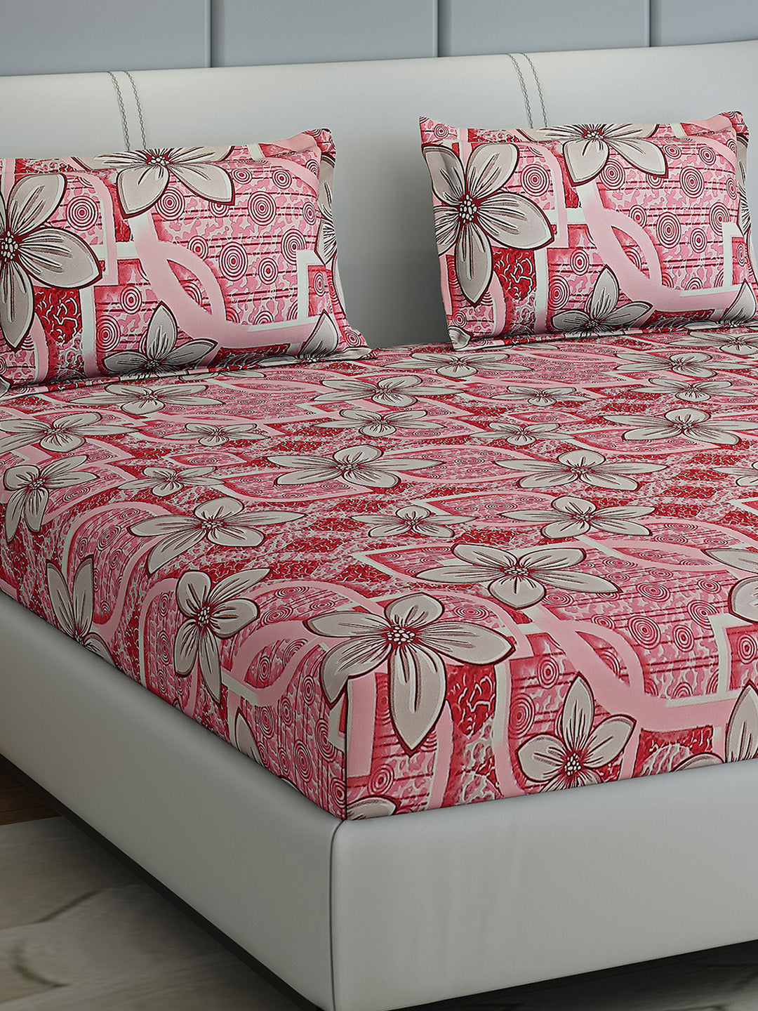 144 TC Cotton Double Bed 1 Bedsheet with 2 Pillow Covers (Fashnik)