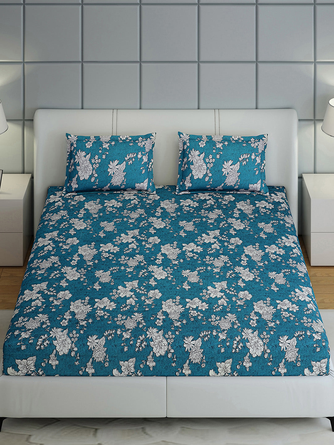 144 TC Cotton Double Bed 1 Bedsheet with 2 Pillow Covers (Fashnik)
