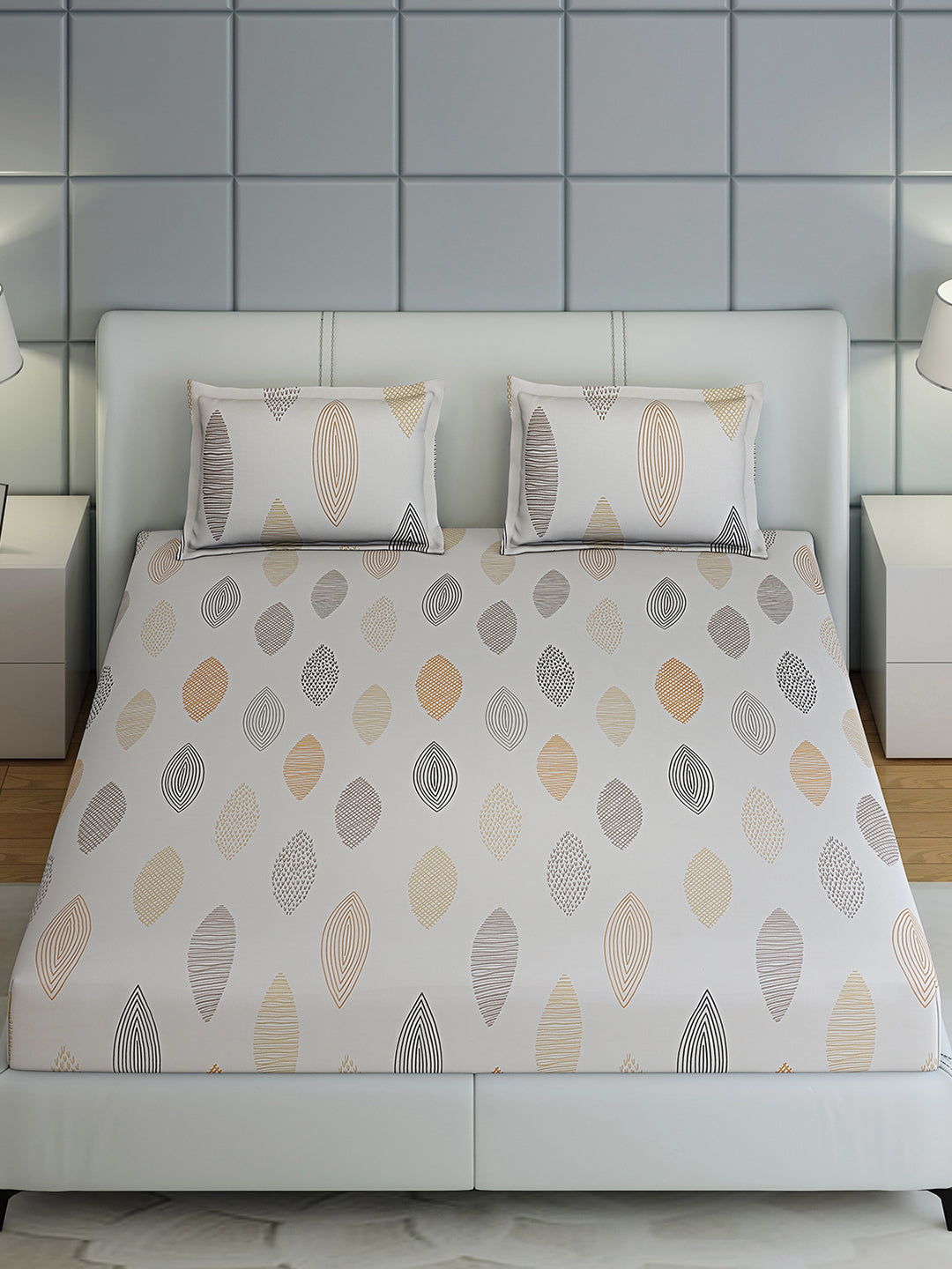 144 TC Cotton Double Bed 1 Bedsheet with 2 Pillow Covers (Fashnik)