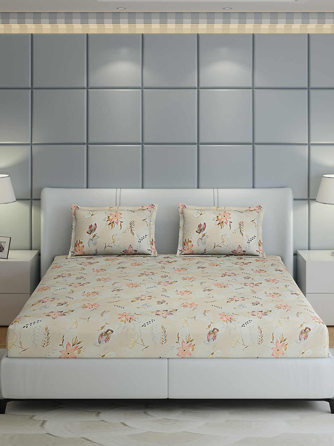 144 TC Cotton Double Bed 1 Bedsheet with 2 Pillow Covers (Fashnik)