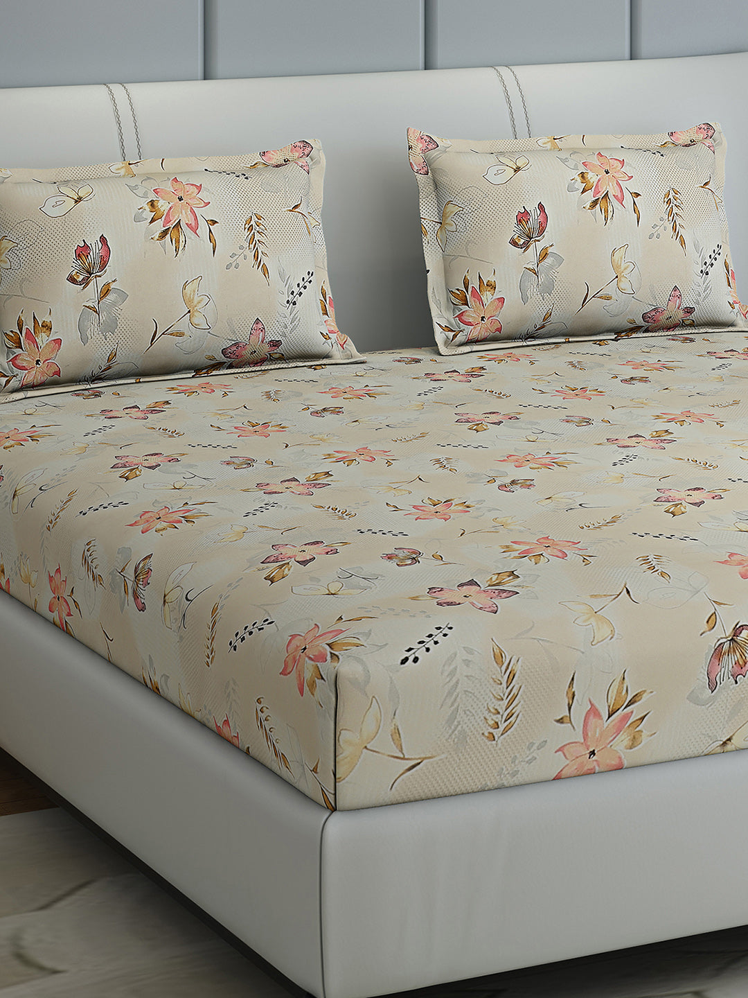 144 TC Cotton Double Bed 1 Bedsheet with 2 Pillow Covers (Fashnik)