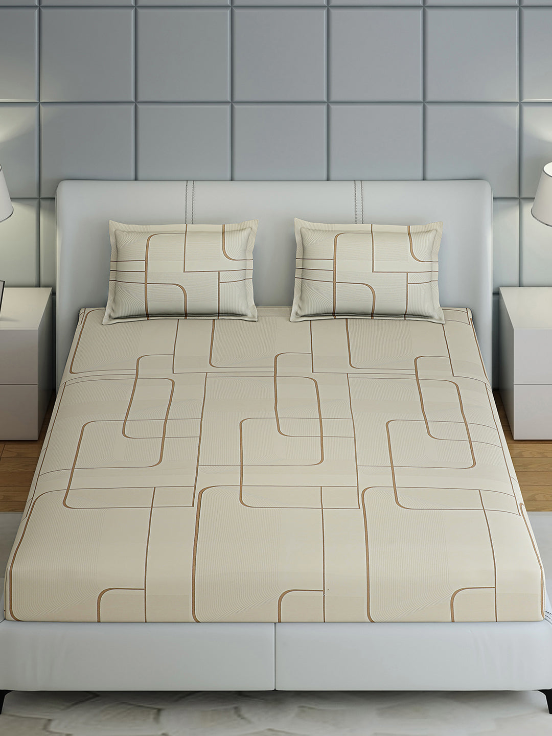 144 TC Cotton Double Bed 1 Bedsheet with 2 Pillow Covers (Fashnik)