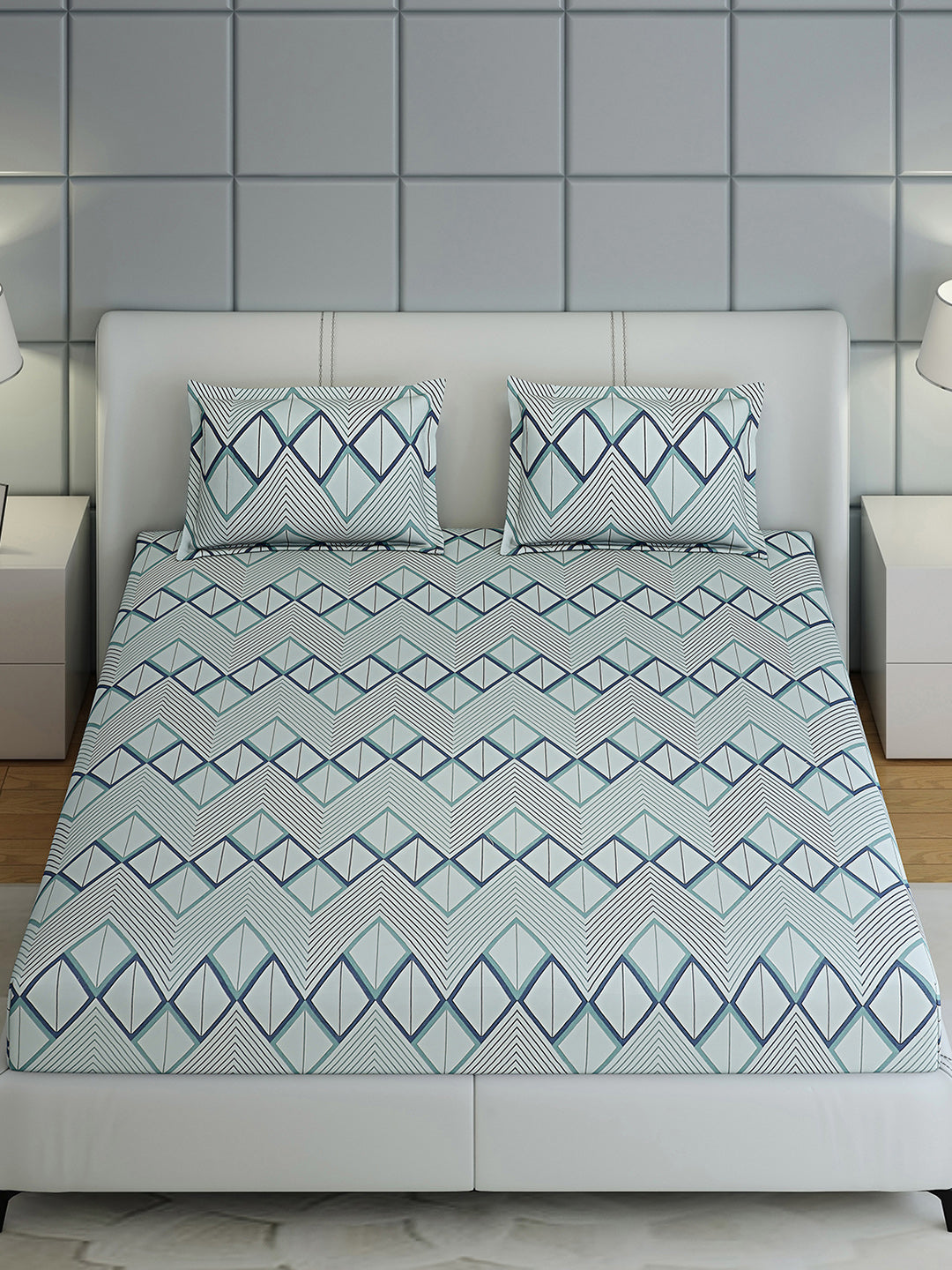 144 TC Cotton Double Bed 1 Bedsheet with 2 Pillow Covers (Fashnik)