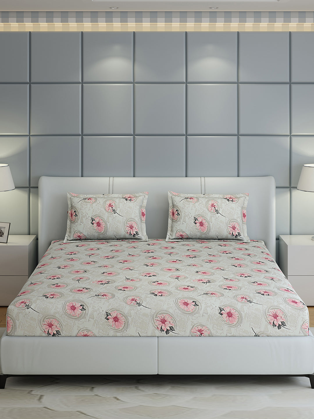 144 TC Cotton Double Bed 1 Bedsheet with 2 Pillow Covers (Fashnik)