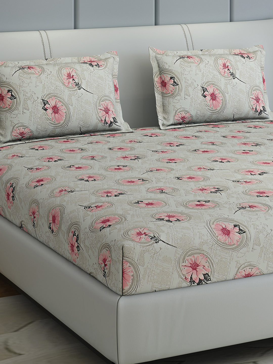 144 TC Cotton Double Bed 1 Bedsheet with 2 Pillow Covers (Fashnik)