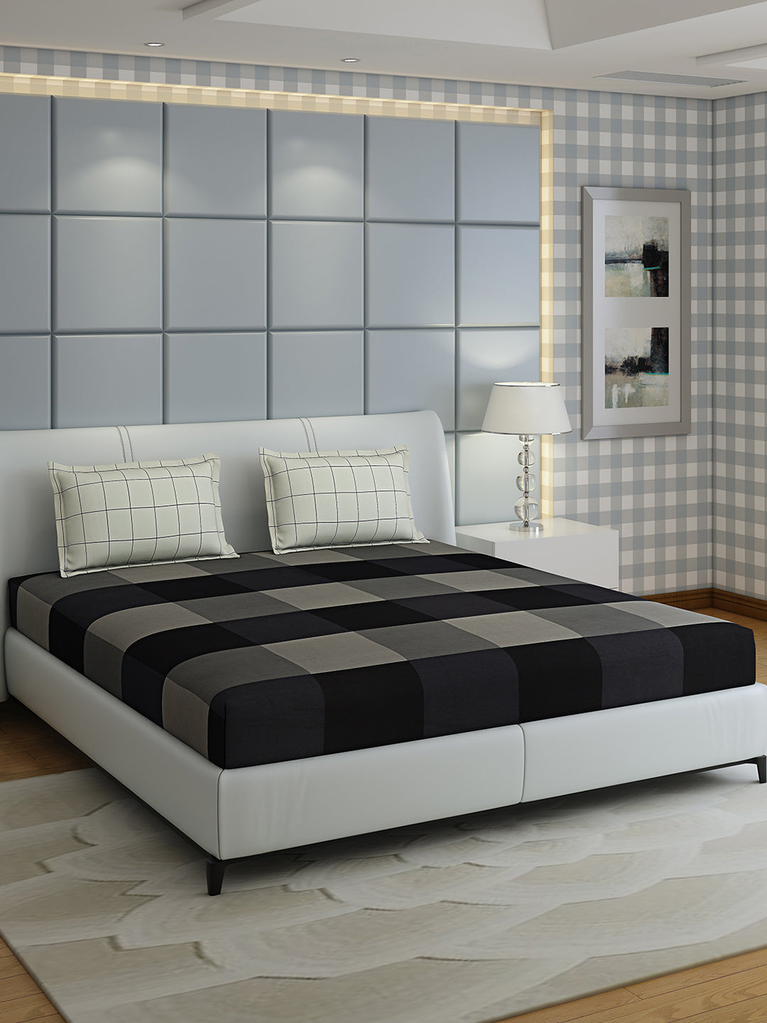 200 TC Cotton Double Bed 1 Bedsheet with 2 Pillow Covers (Ramona)