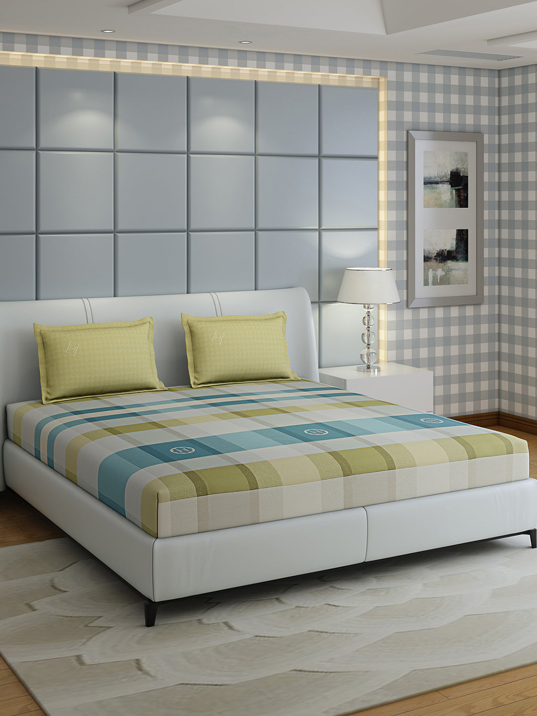 200 TC Cotton Double Bed 1 Bedsheet with 2 Pillow Covers (Ramona)