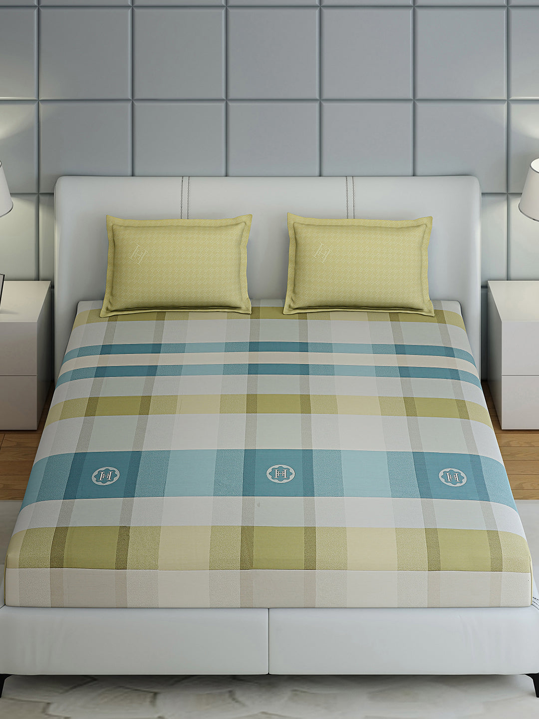 200 TC Cotton Double Bed 1 Bedsheet with 2 Pillow Covers (Ramona)