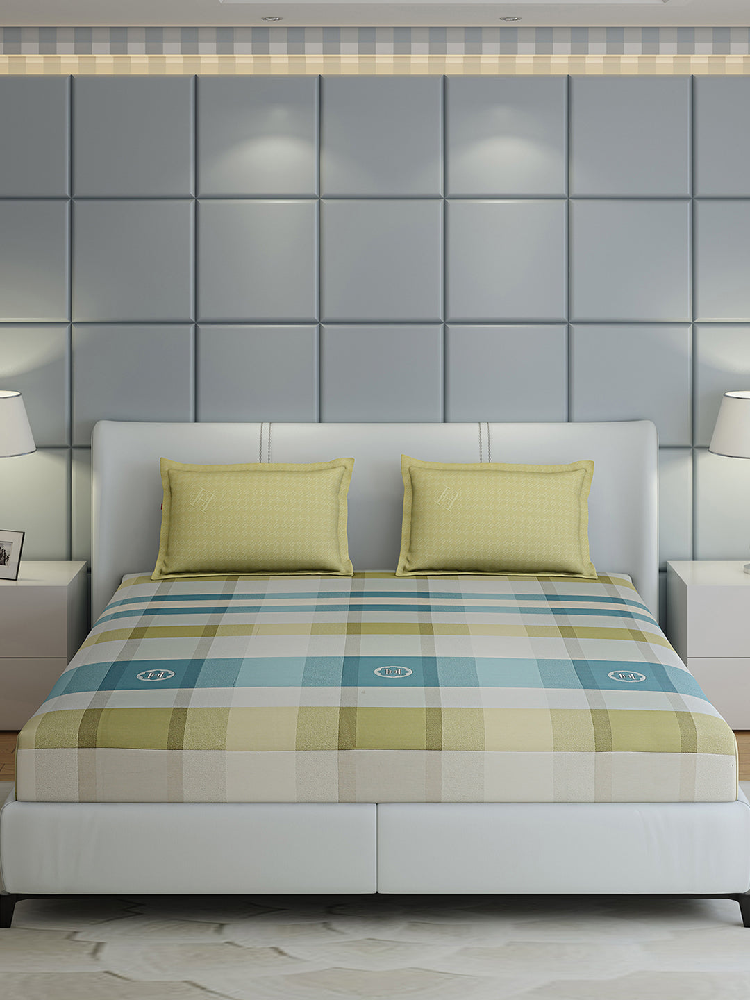 200 TC Cotton Double Bed 1 Bedsheet with 2 Pillow Covers (Ramona)