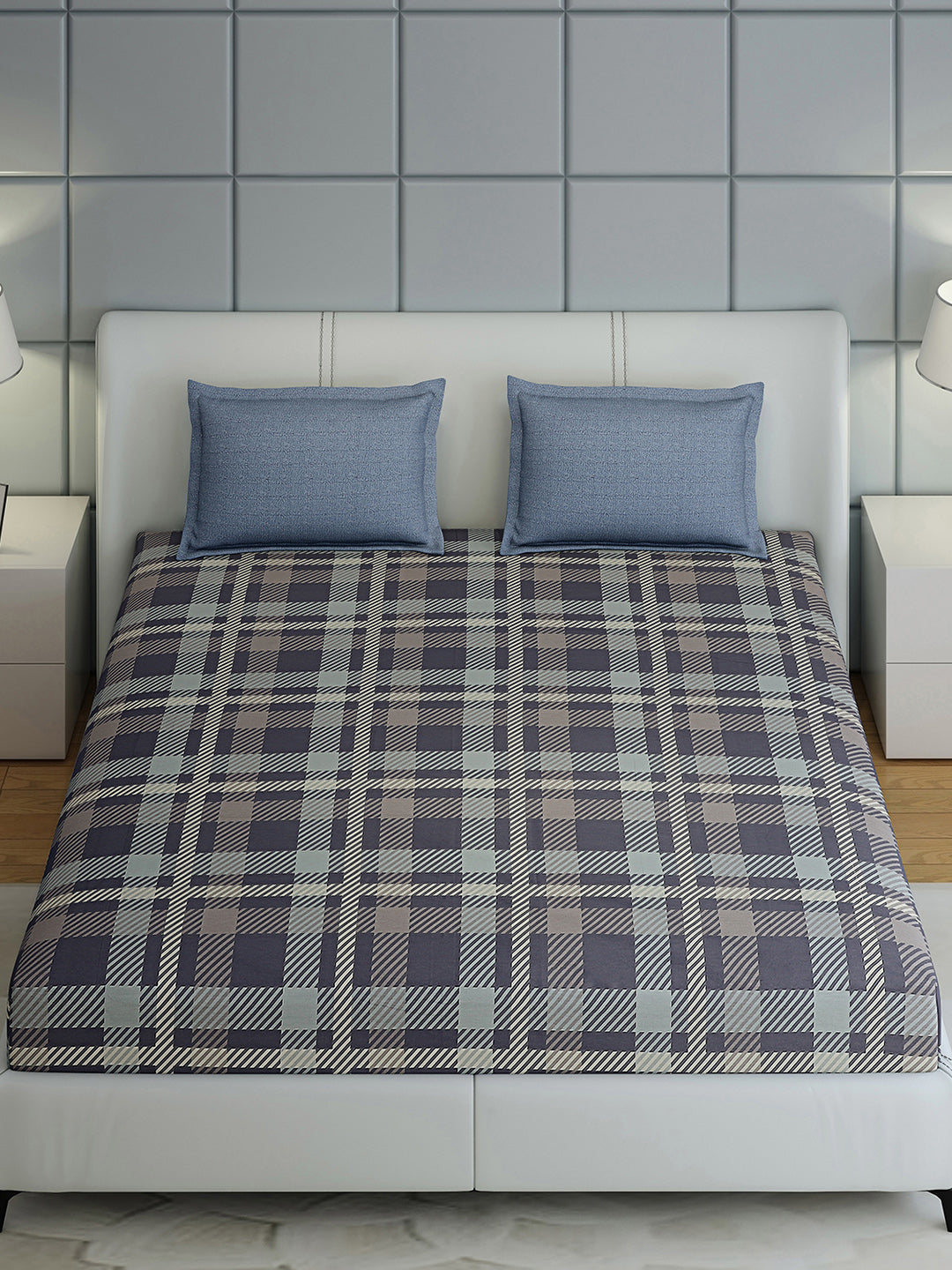 200 TC Cotton Double Bed 1 Bedsheet with 2 Pillow Covers (Ramona)