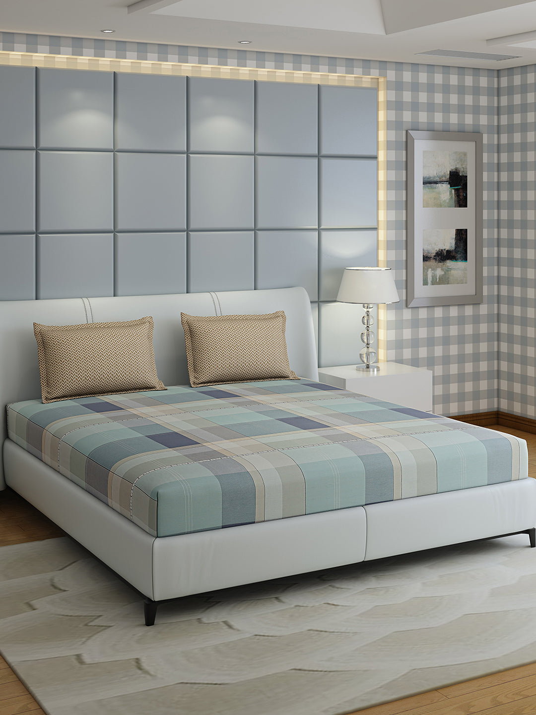 200 TC Cotton Double Bed 1 Bedsheet with 2 Pillow Covers (Ramona)