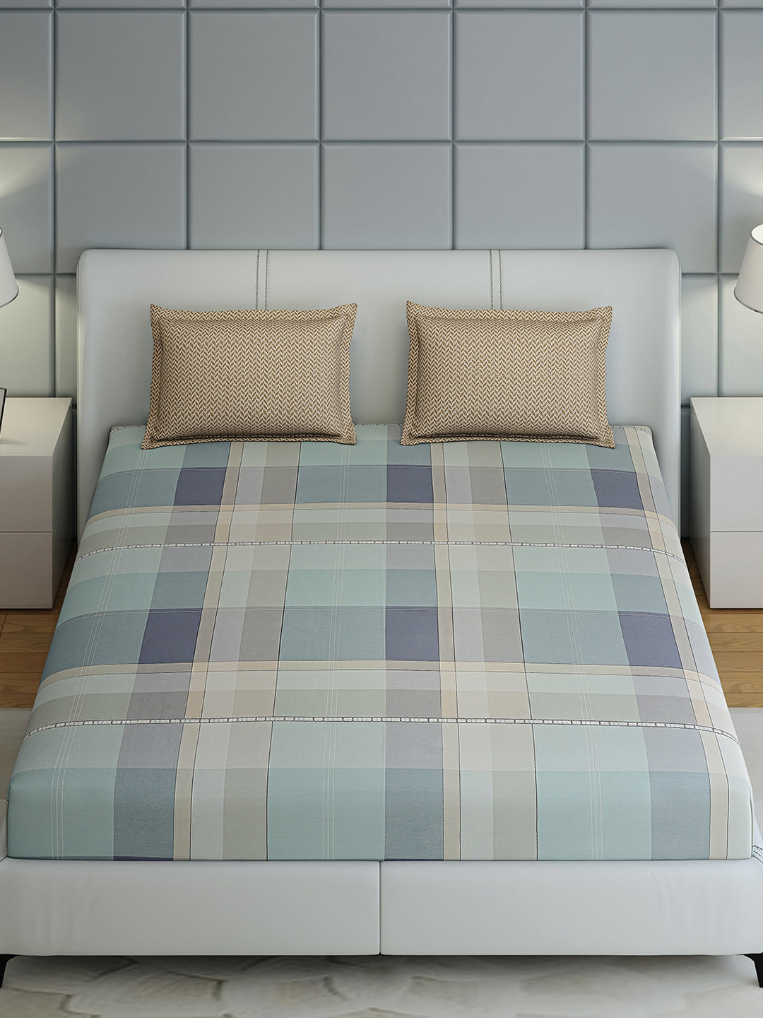 200 TC Cotton Double Bed 1 Bedsheet with 2 Pillow Covers (Ramona)
