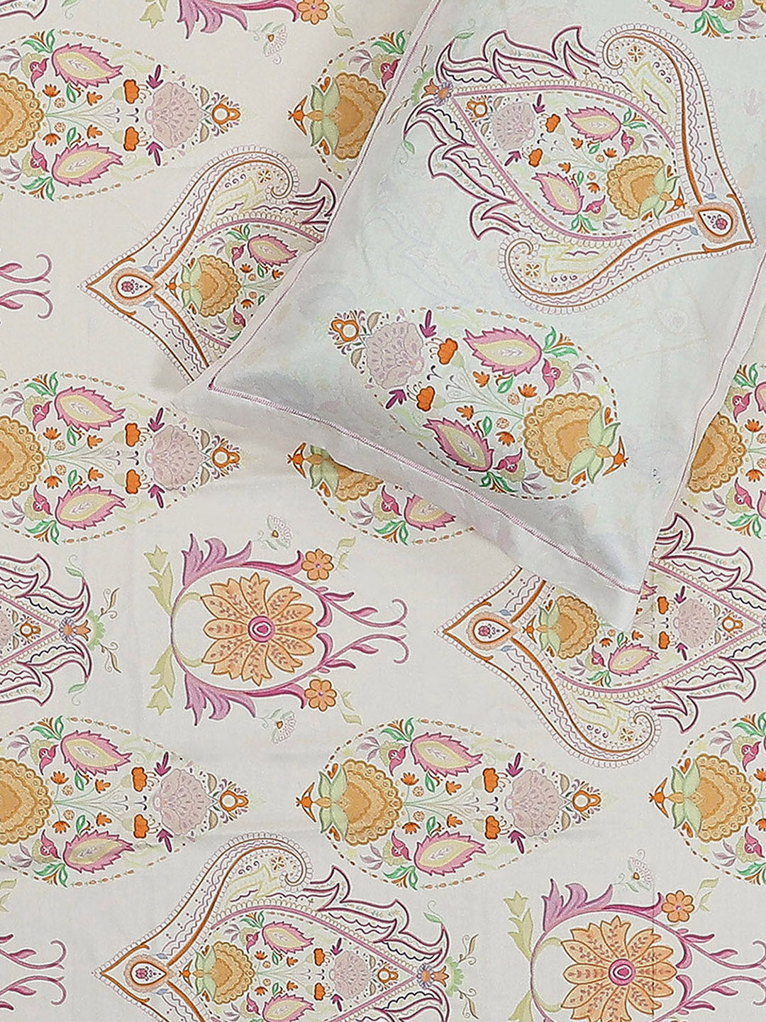 300 TC Cotton Double Bed 1 Bedsheet with 2 Pillow Covers (Morocan)