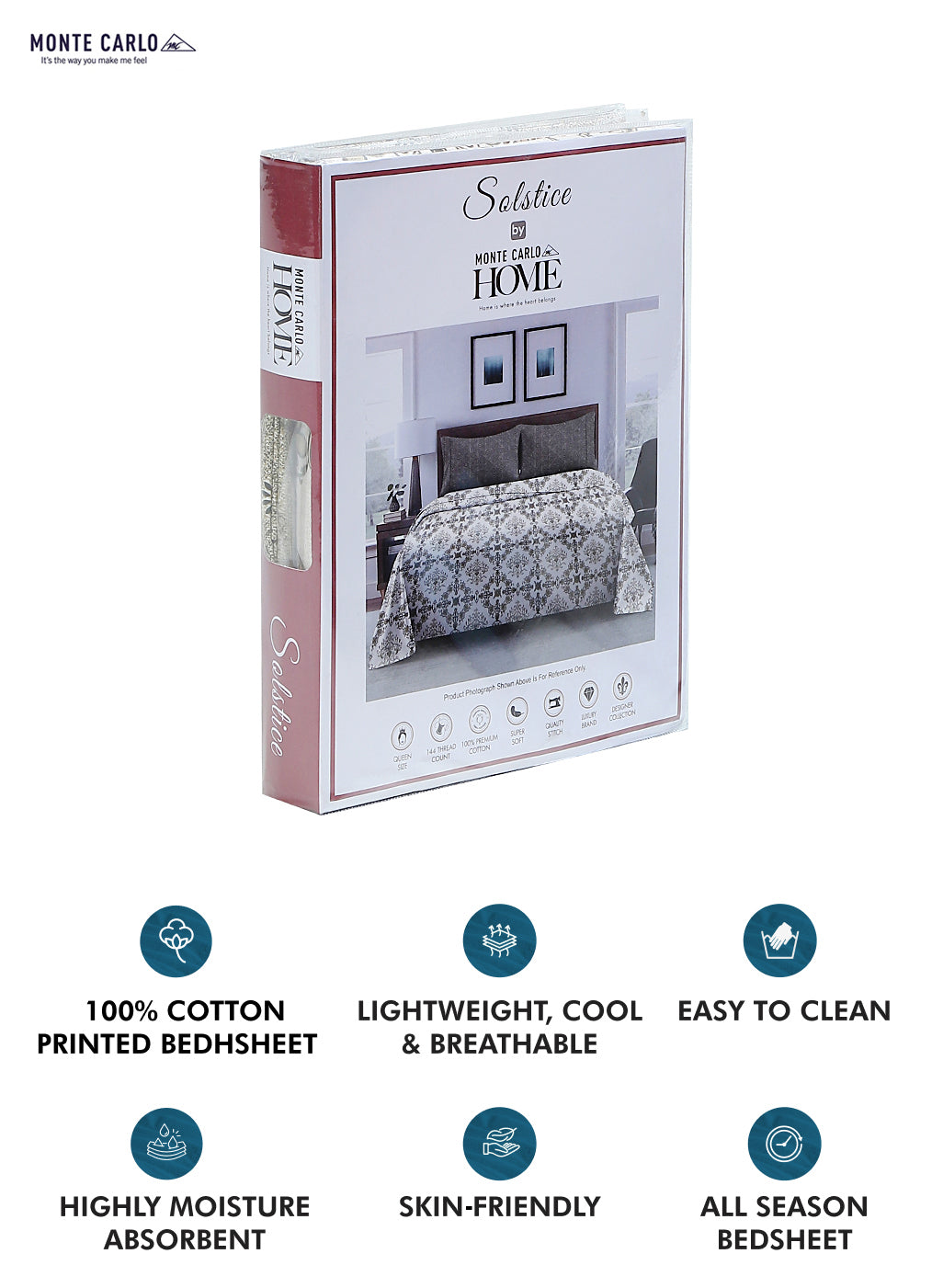 144 TC Cotton Double Bedsheet with 2 Pillow Covers