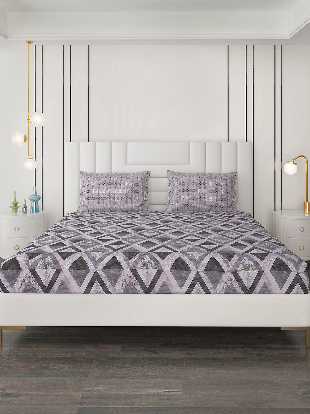 144 TC Cotton Double Bedsheet with 2 Pillow Covers