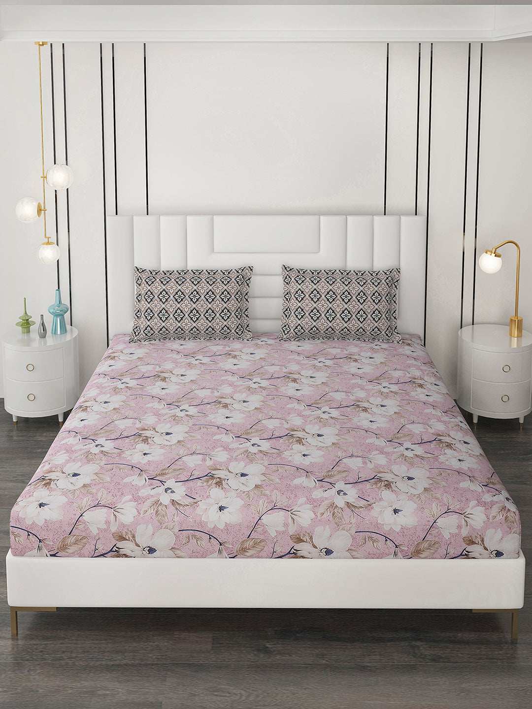 144 TC Cotton Double Bedsheet with 2 Pillow Covers