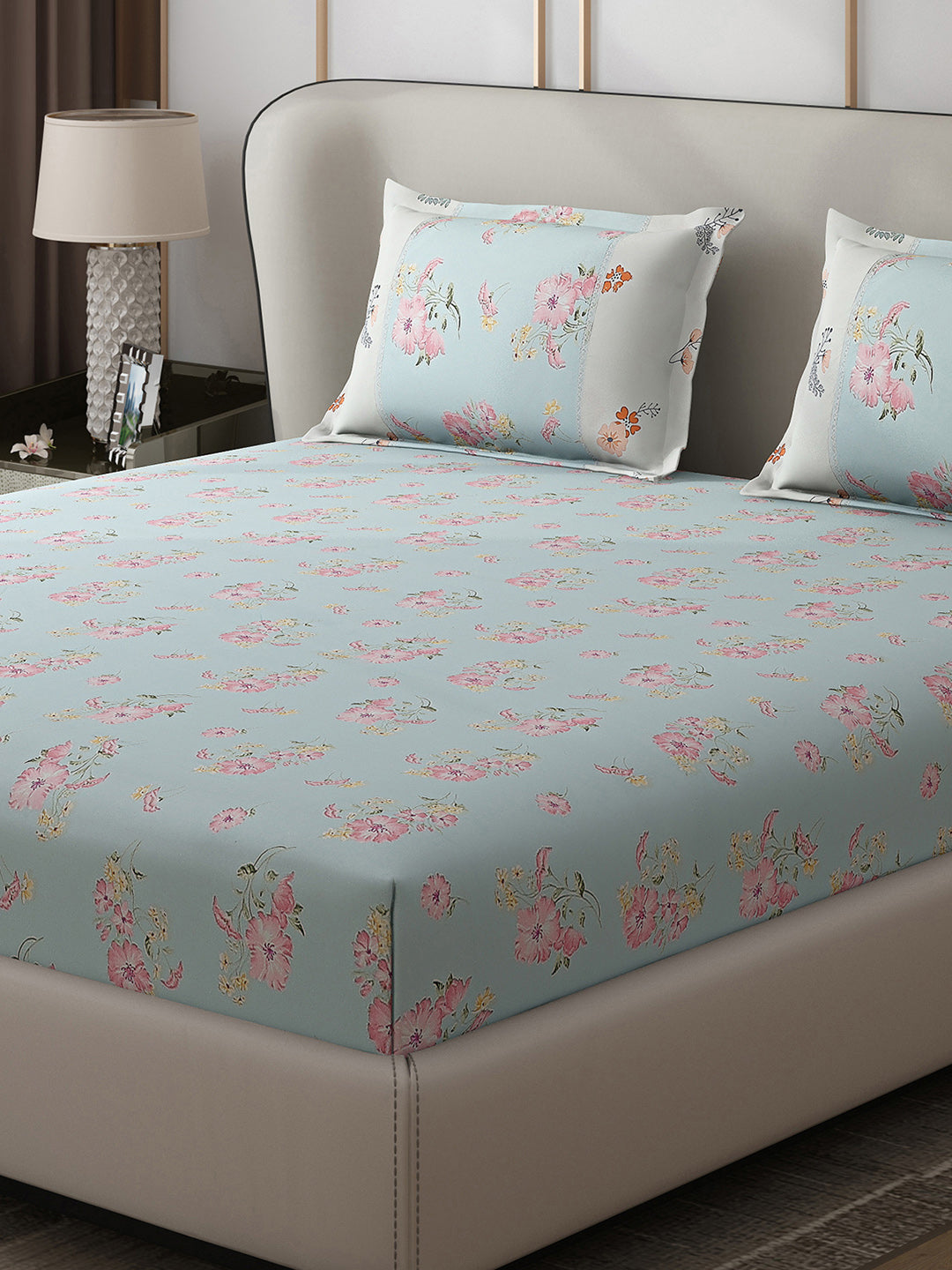 130 GSM Polyester Double Bed 1 Bedsheet with 2 Pillow Covers (Vibrant)