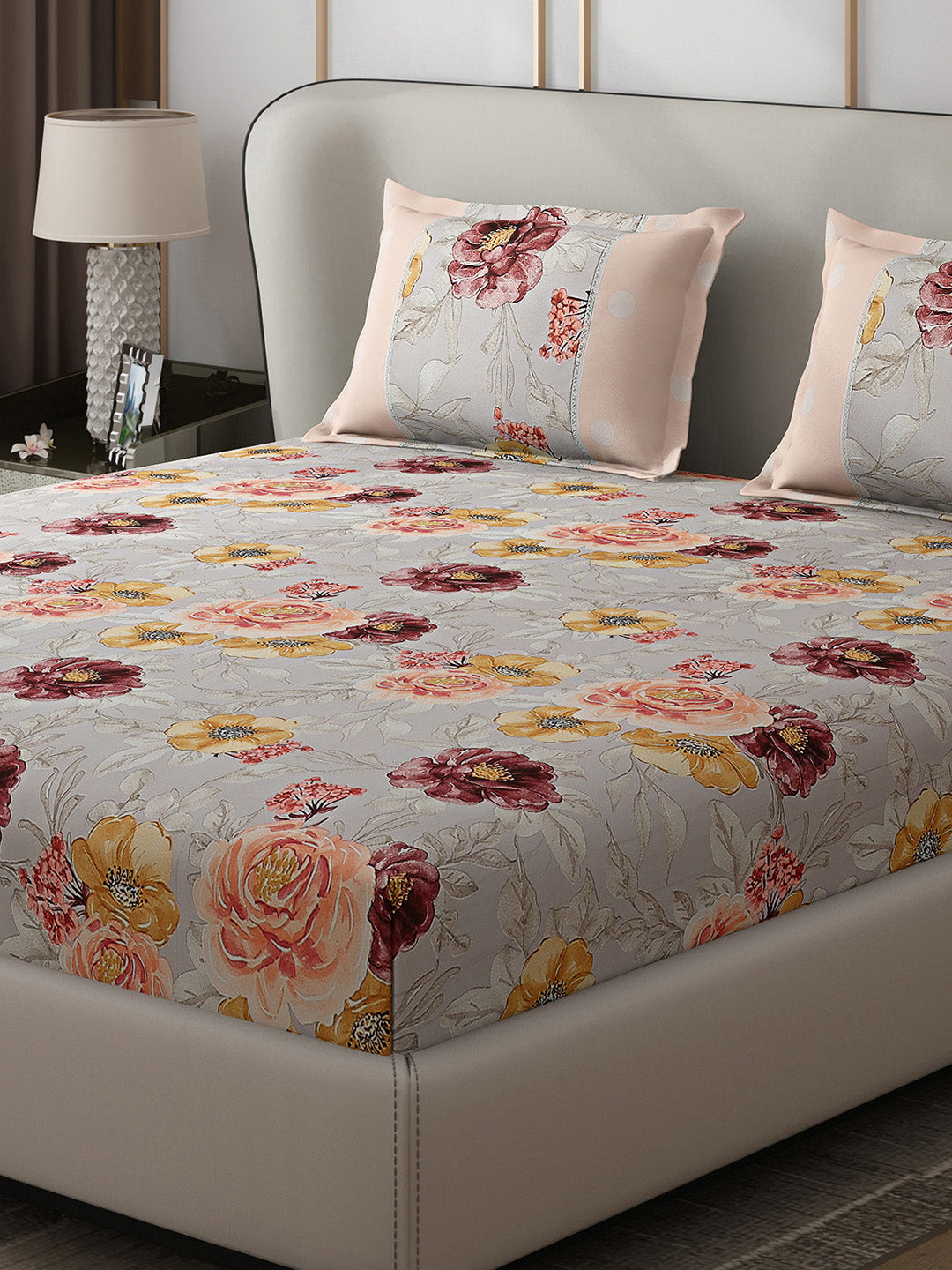 130 GSM Polyester Double Bed 1 Bedsheet with 2 Pillow Covers (Vibrant)