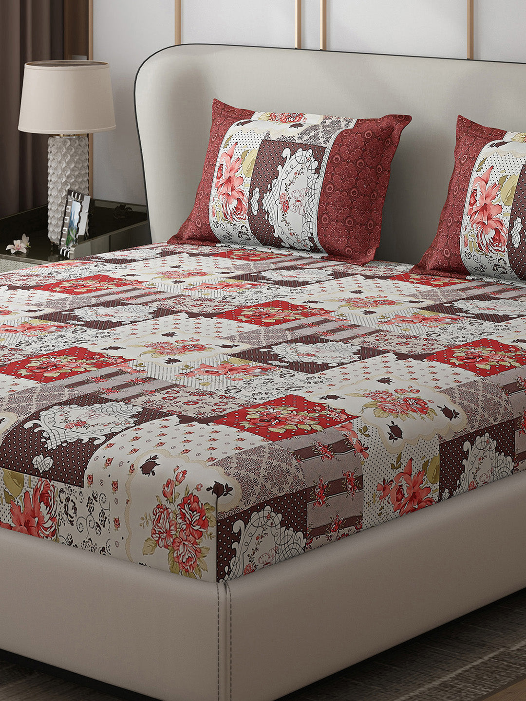 130 GSM Polyester Double Bed 1 Bedsheet with 2 Pillow Covers (Vibrant)