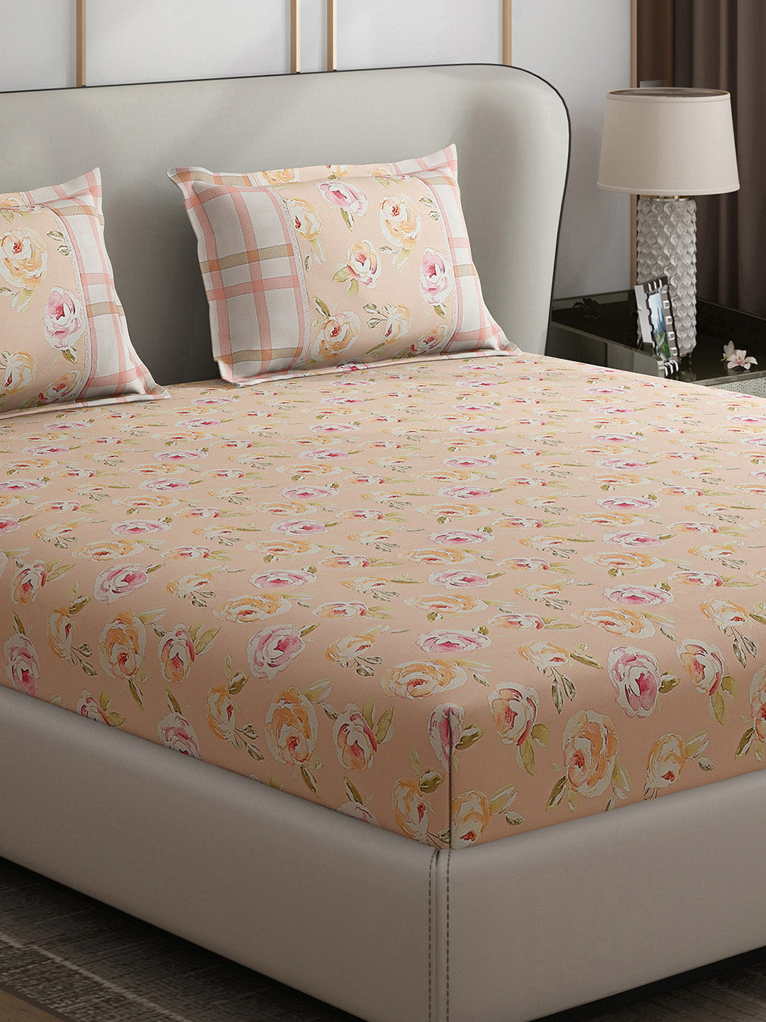 130 GSM Polyester Double Bed 1 Bedsheet with 2 Pillow Covers (Vibrant)
