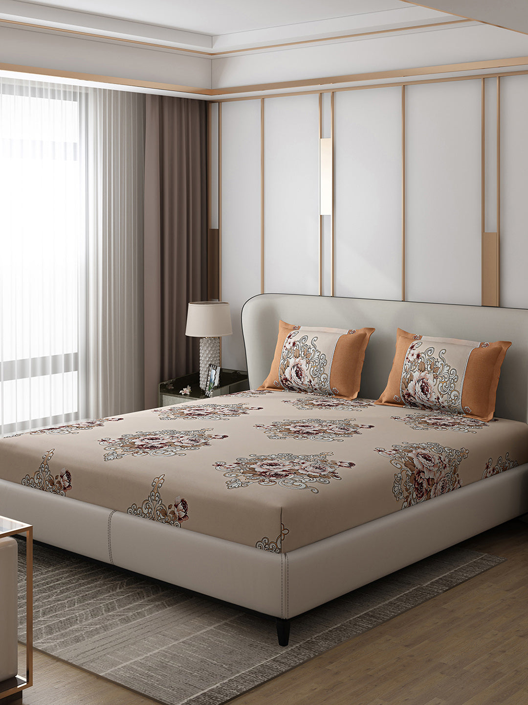 130 GSM Polyester Double Bed 1 Bedsheet with 2 Pillow Covers (Vibrant)