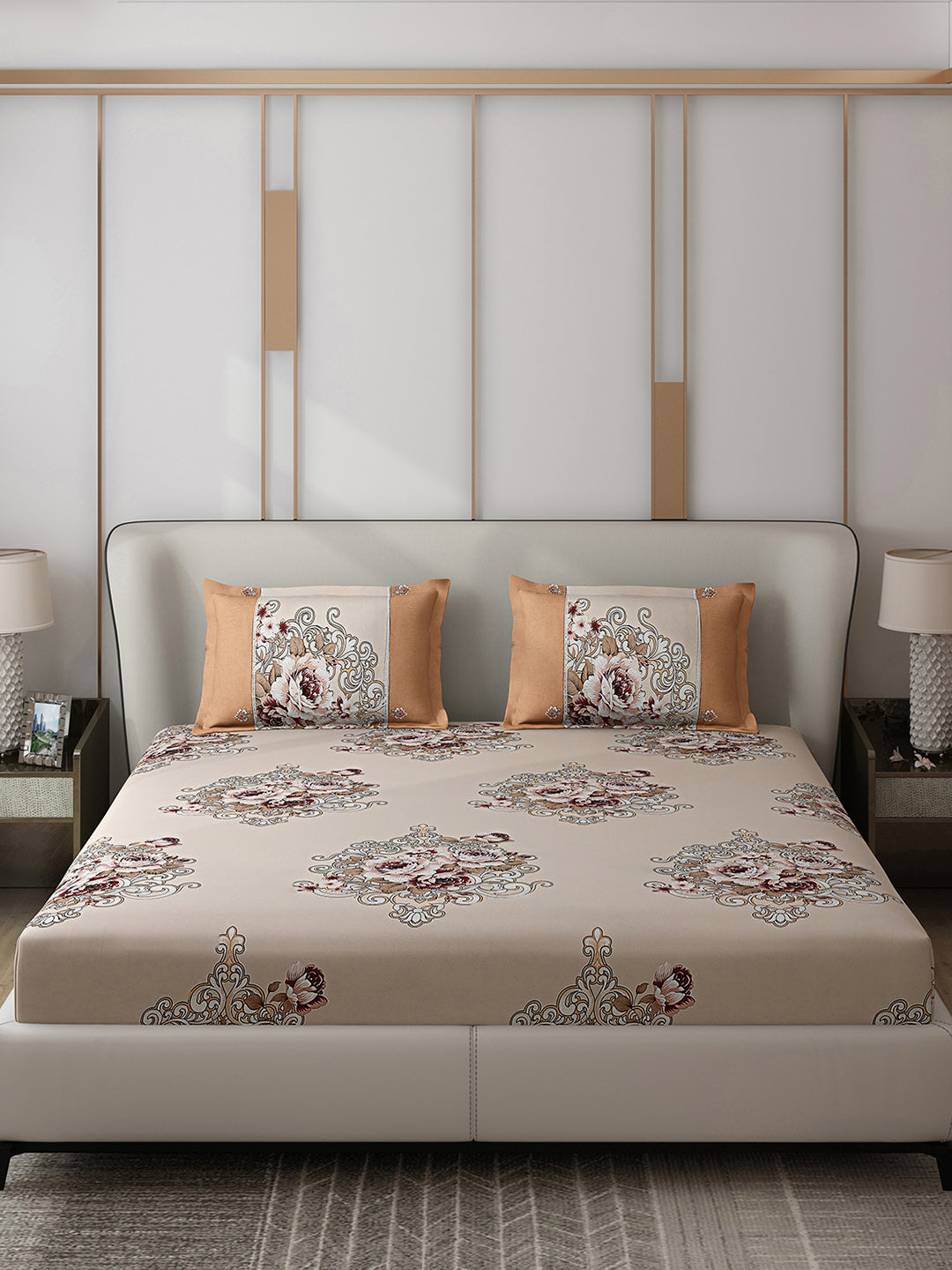 130 GSM Polyester Double Bed 1 Bedsheet with 2 Pillow Covers (Vibrant)