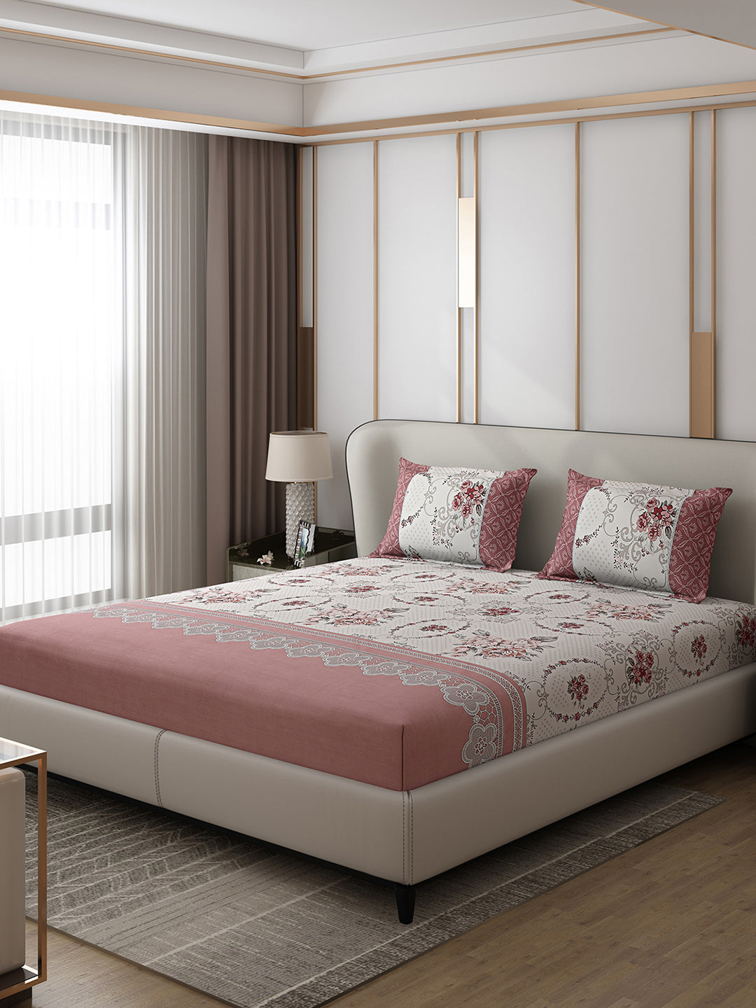 130 GSM Polyester Double Bed 1 Bedsheet with 2 Pillow Covers (Vibrant)