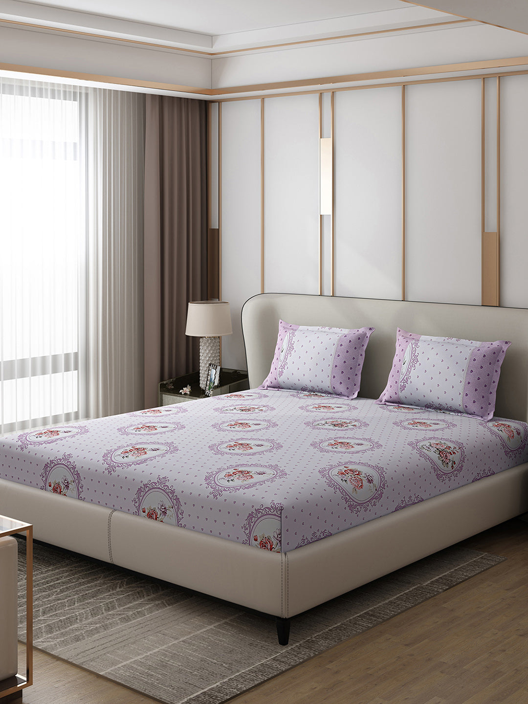 130 GSM Polyester Double Bed 1 Bedsheet with 2 Pillow Covers (Vibrant)