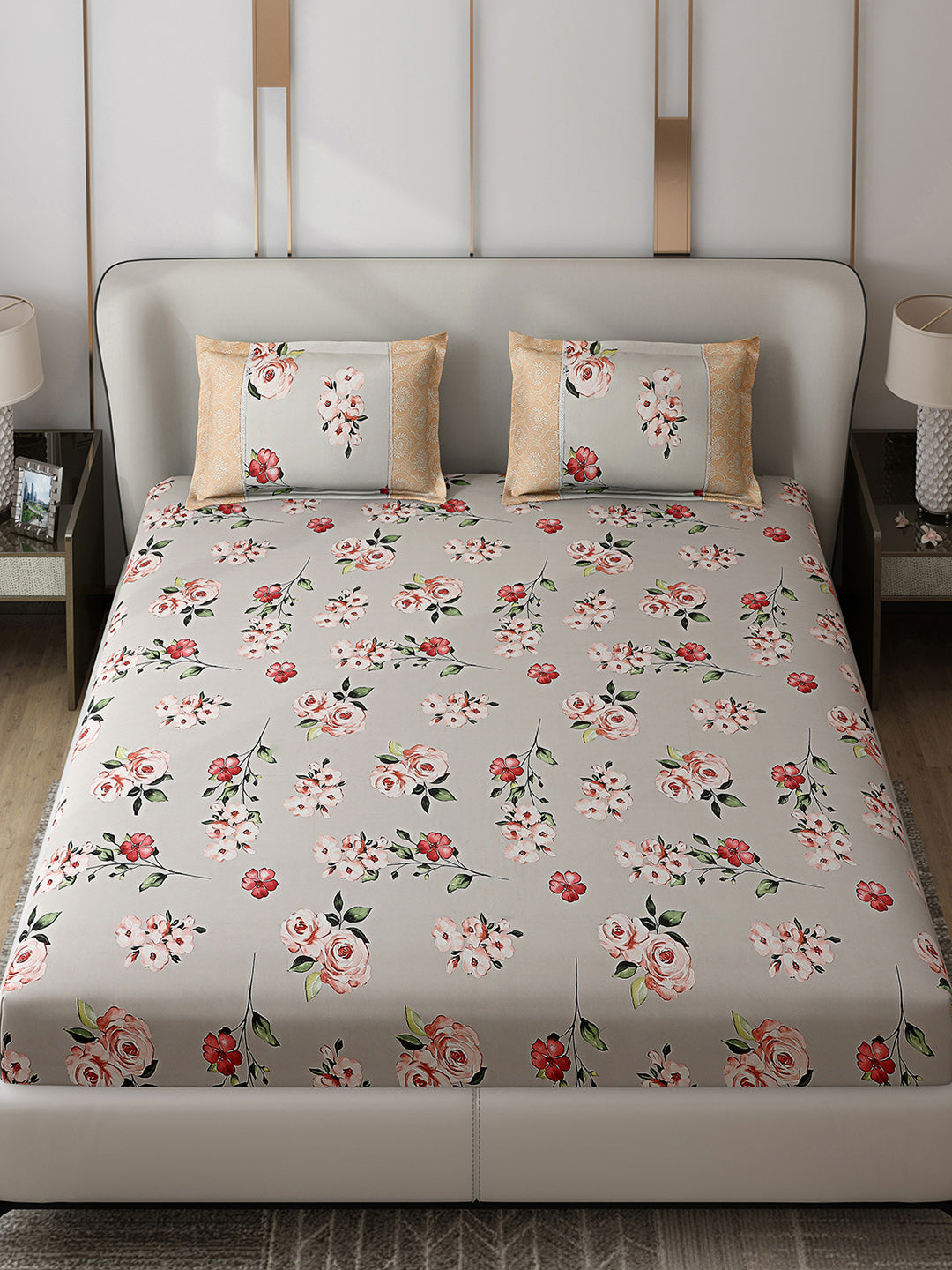 130 GSM Polyester Double Bed 1 Bedsheet with 2 Pillow Covers (Vibrant)
