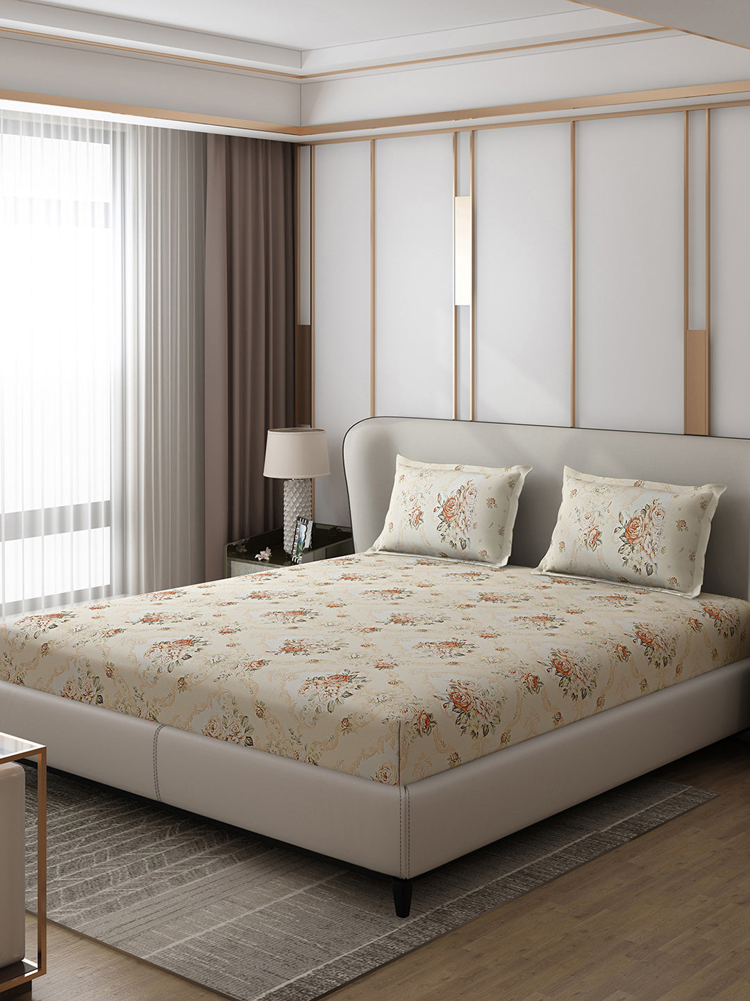 130 GSM Polyester Double Bed 1 Bedsheet with 2 Pillow Covers (Vibrant)
