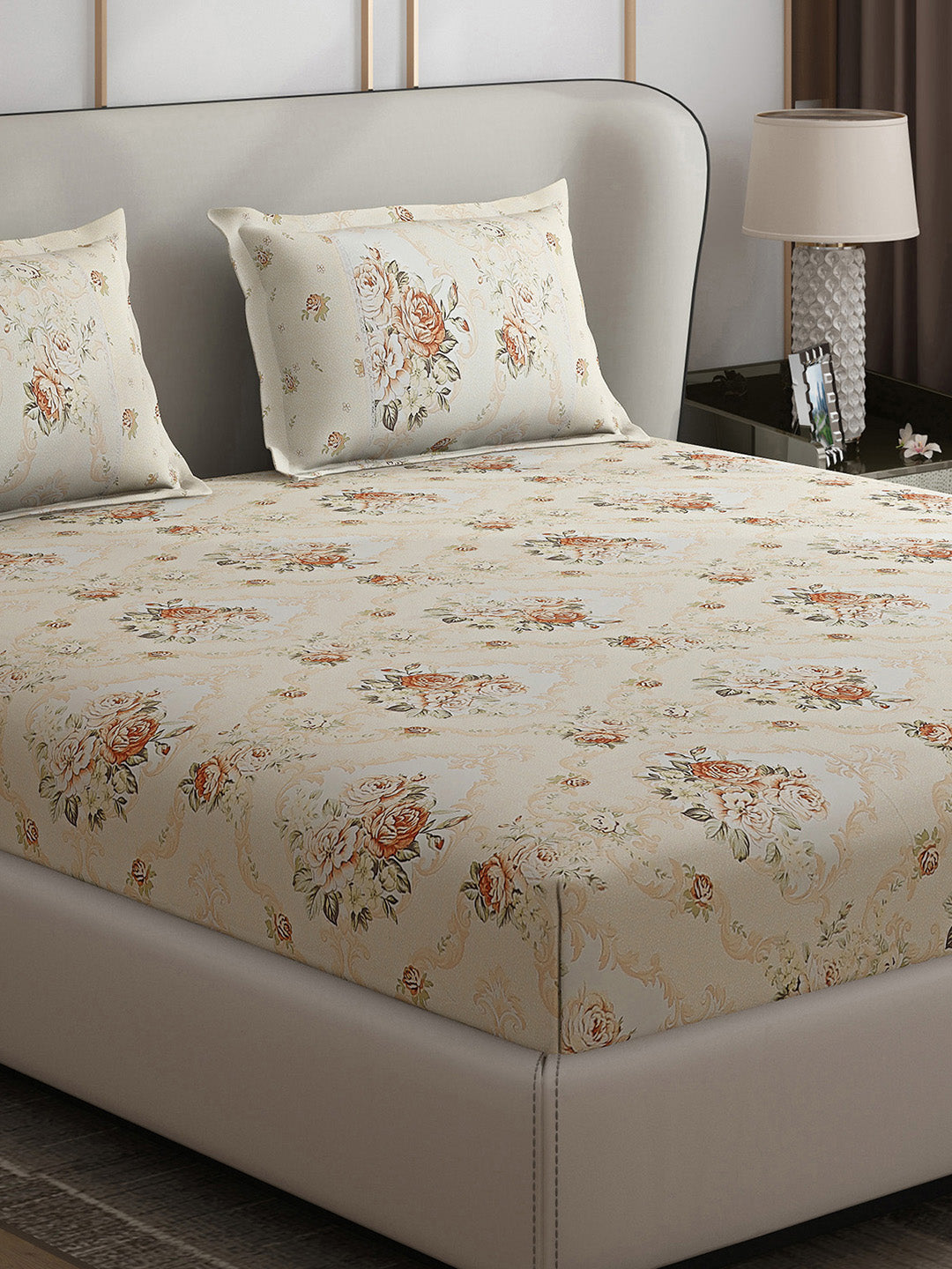 130 GSM Polyester Double Bed 1 Bedsheet with 2 Pillow Covers (Vibrant)