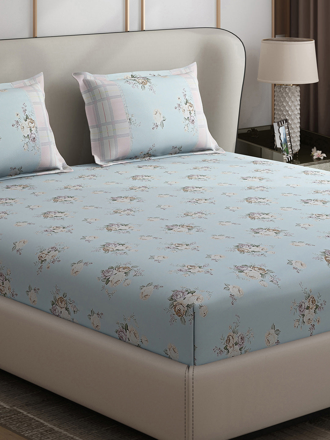 130 GSM Polyester Double Bed 1 Bedsheet with 2 Pillow Covers (Vibrant)